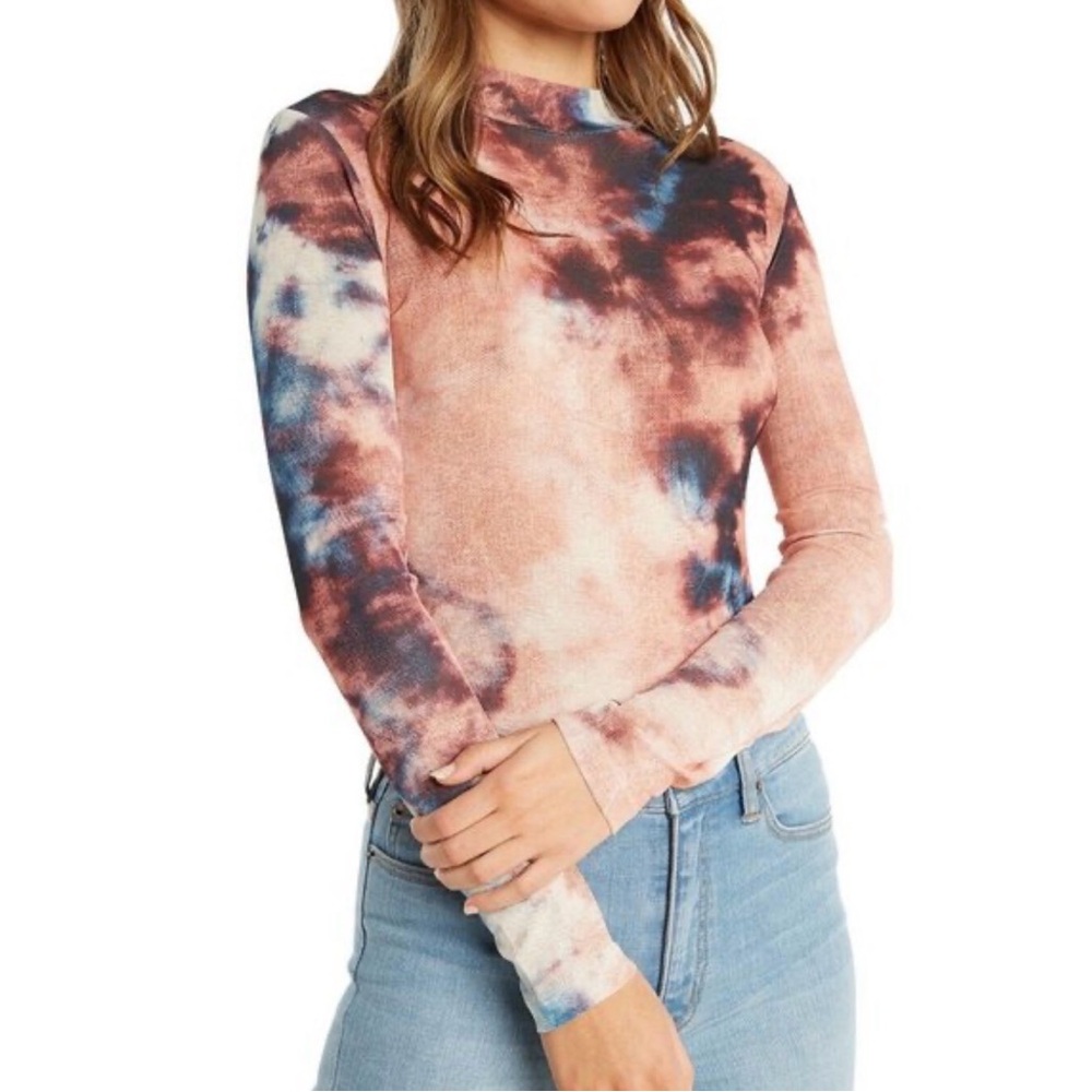 Bardot Tie-Dye Long Sleeve Mesh Top